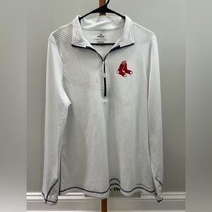 Majestic ThermaBase MLB Red Socks White/Silver Stripped Pullover Women’s sz XXL